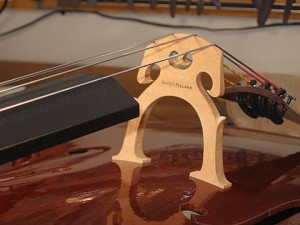 The bridge on a Folland cello