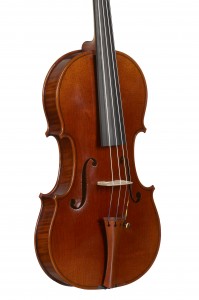 Strad violin front oblique